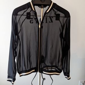 Sheer varsity jacket, zip up